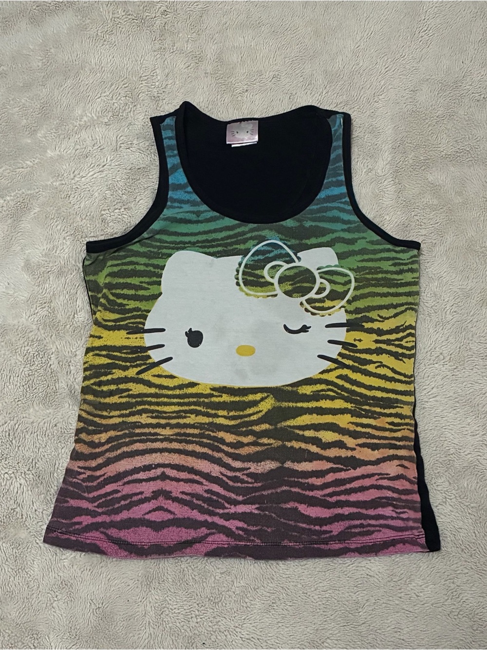 Hello Kitty Rainbow Zebra Stripe Tank Top